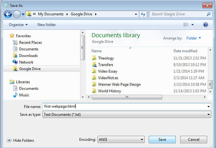 Saving an html file